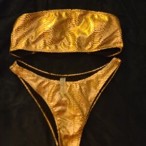 Gold Snake Print Bikini Set